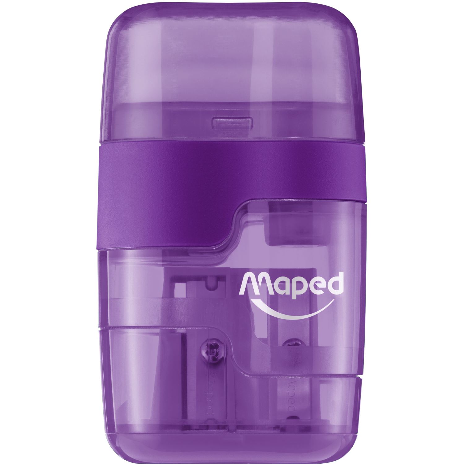 Maped Connect 049211-2 — фиолетовая точилка с ластиком и двойным контейнером