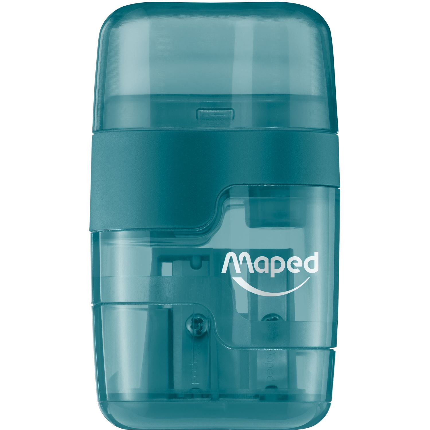Maped Connect 049211-3: бирюзовая точилка с ластиком и двумя отделениями