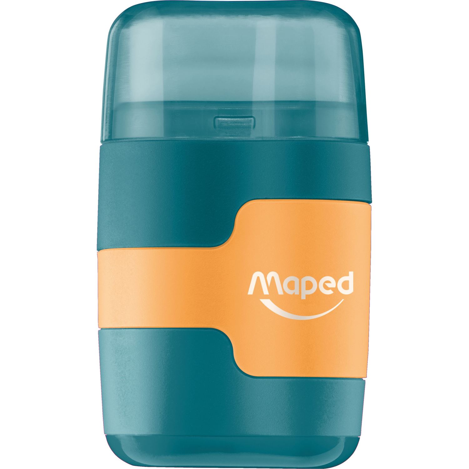 Maped Connect 049221-3: бирюзовая точилка с ластиком и двумя отделениями