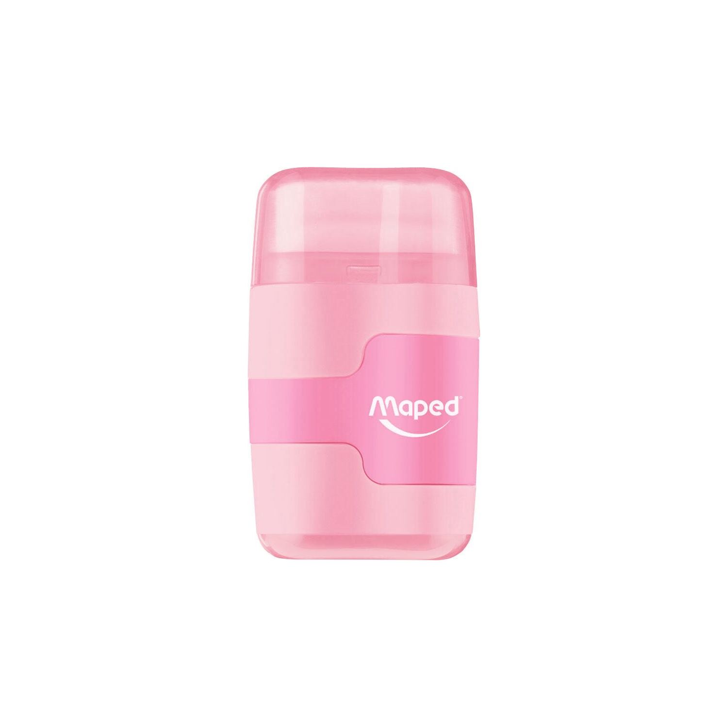 Maped Connect Pastel 049231-2 Pink Dual-Hole Pencil Sharpener with Eraser