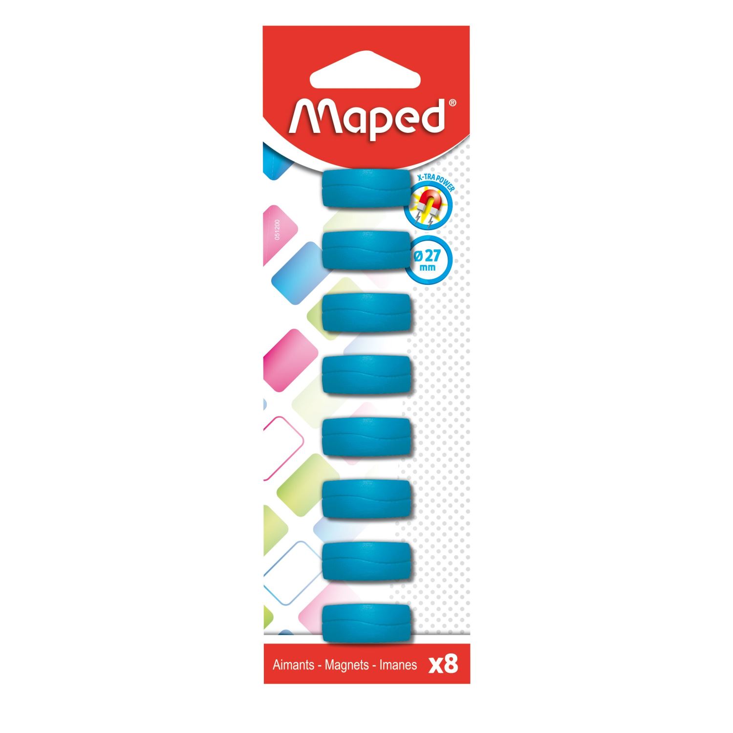 Maped 051200 8-Pack Blue Magnets, 27 mm