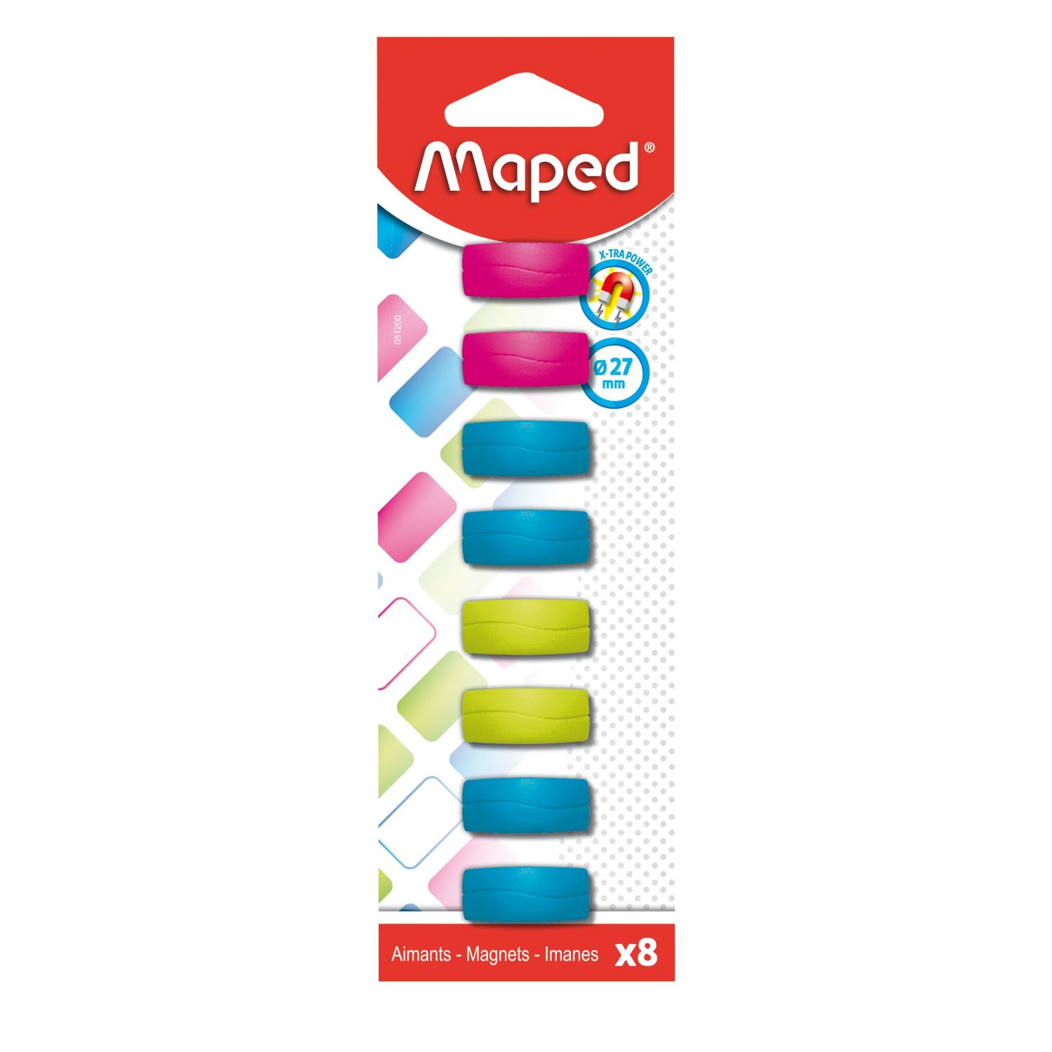 Maped 051200-3, 8 магнитов разных цветов, 27 мм