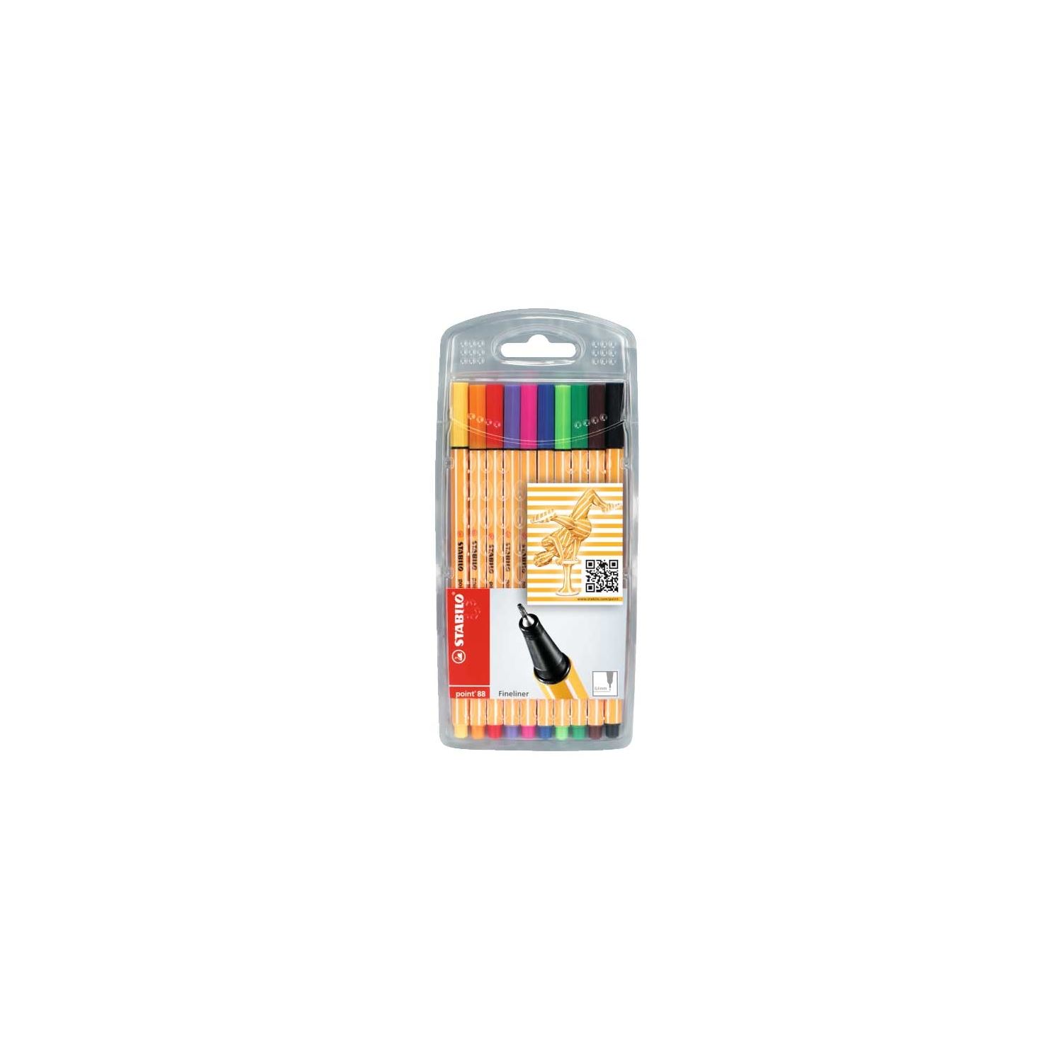 Stabilo Point 88 10-Colour Fine-Tip Felt Pens 8810/77