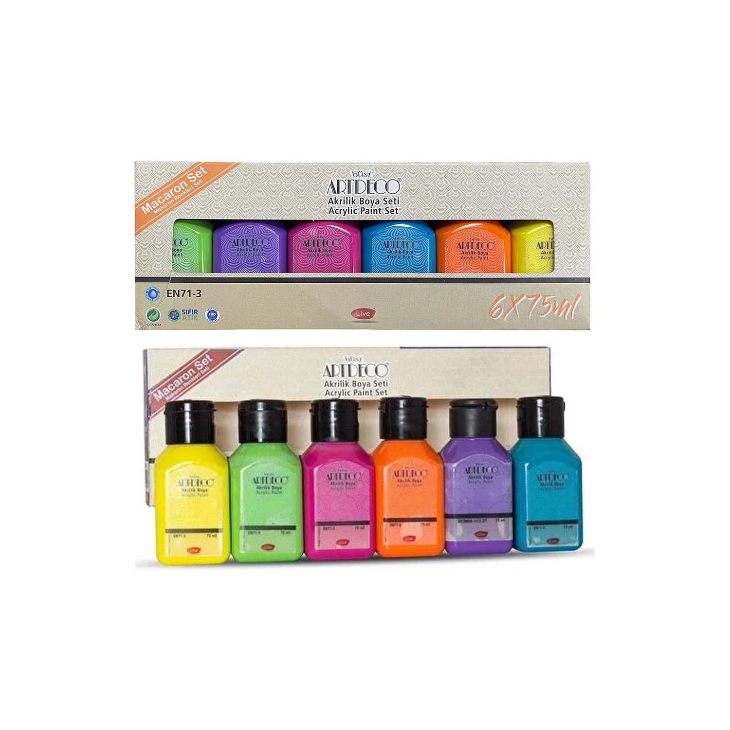 Artdeco Acrylic Paint Set 6 × 75 ml Pastel Colours