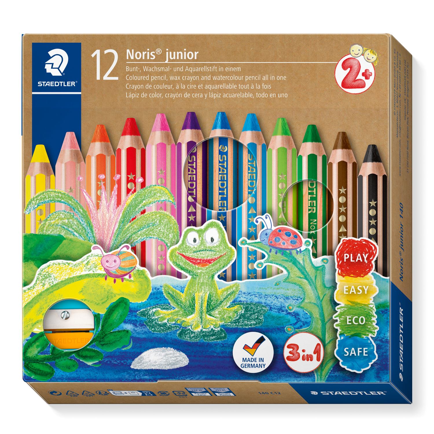 Staedtler Noris junior® 140 3-in-1 Coloured Pencils, 12 Colours