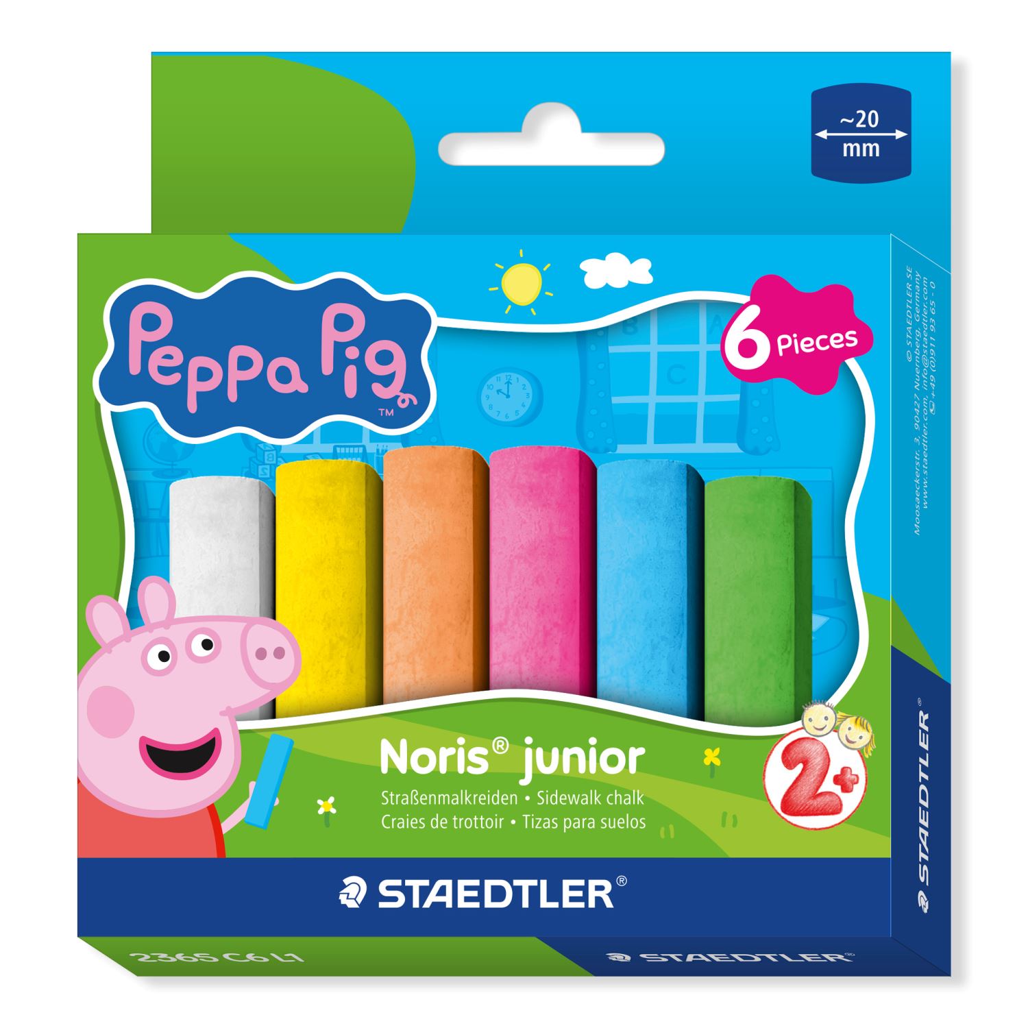 Staedtler Noris® junior 2365 Peppa Design Chalk, 6 Colours