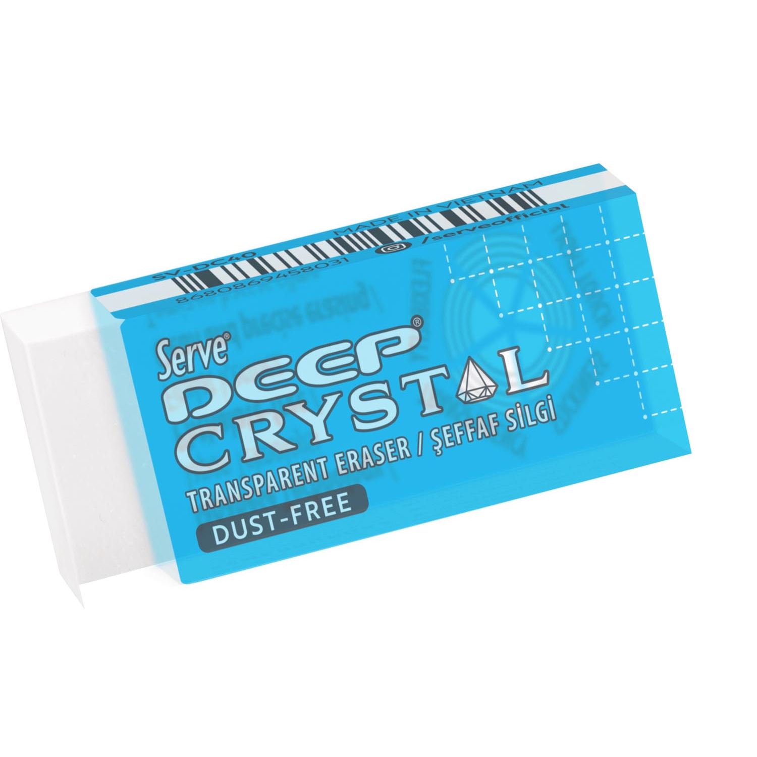 Serve Deep Crystal Transparent Small Eraser, Single