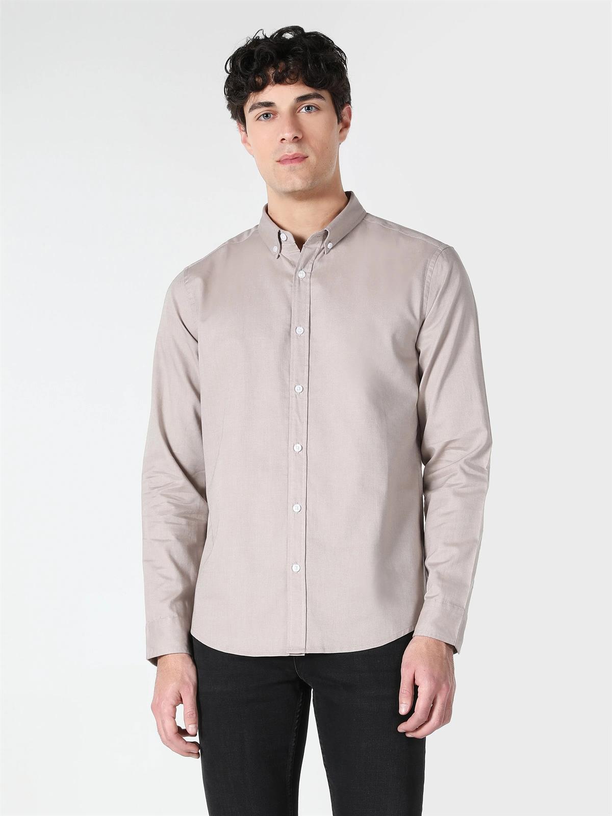Dokuma Üst Erkek Uzun Kol Gömlek Slim Fit