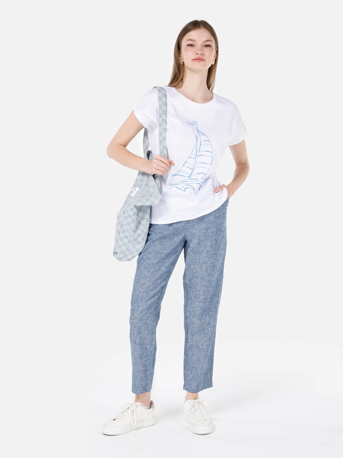 Colins 6531 Women's Woven Trousers, Regular Fit