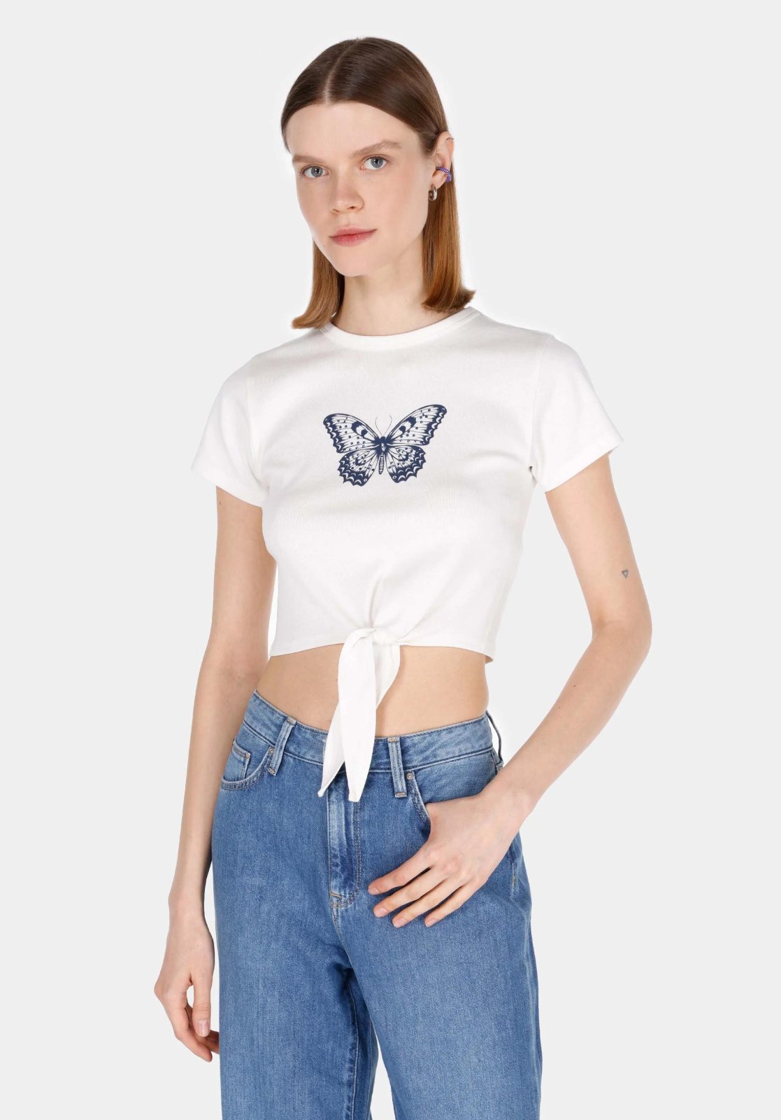 Colins 8349 женская трикотажная блузка Slim Fit с коротким рукавом