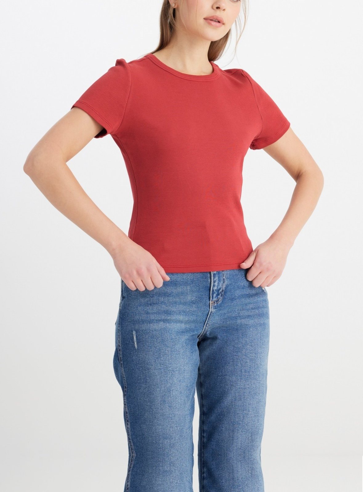 Örme Kadın Kısa Kol T-Shirt Slim Fit