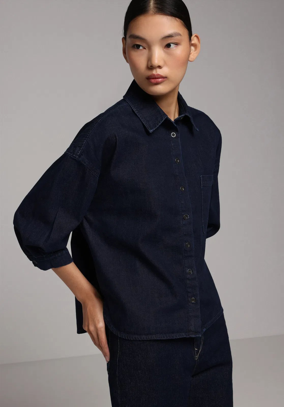 Colins 9091 Arina Oversize Fit Women's Long-Sleeve Denim Shirt