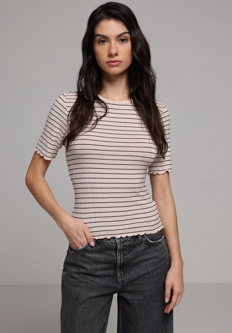 Örme Kadın Kısa Kol Kazak Slim Fit