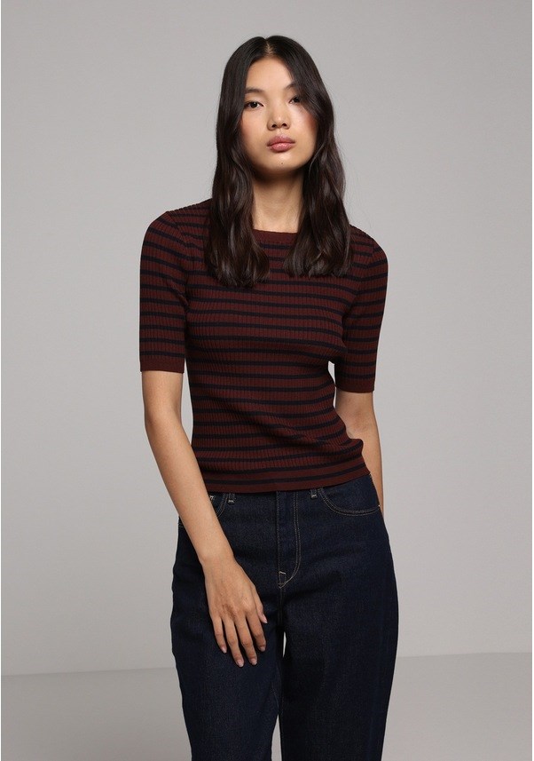 Triko Kadın Kısa Kol Kazak Slim Fit