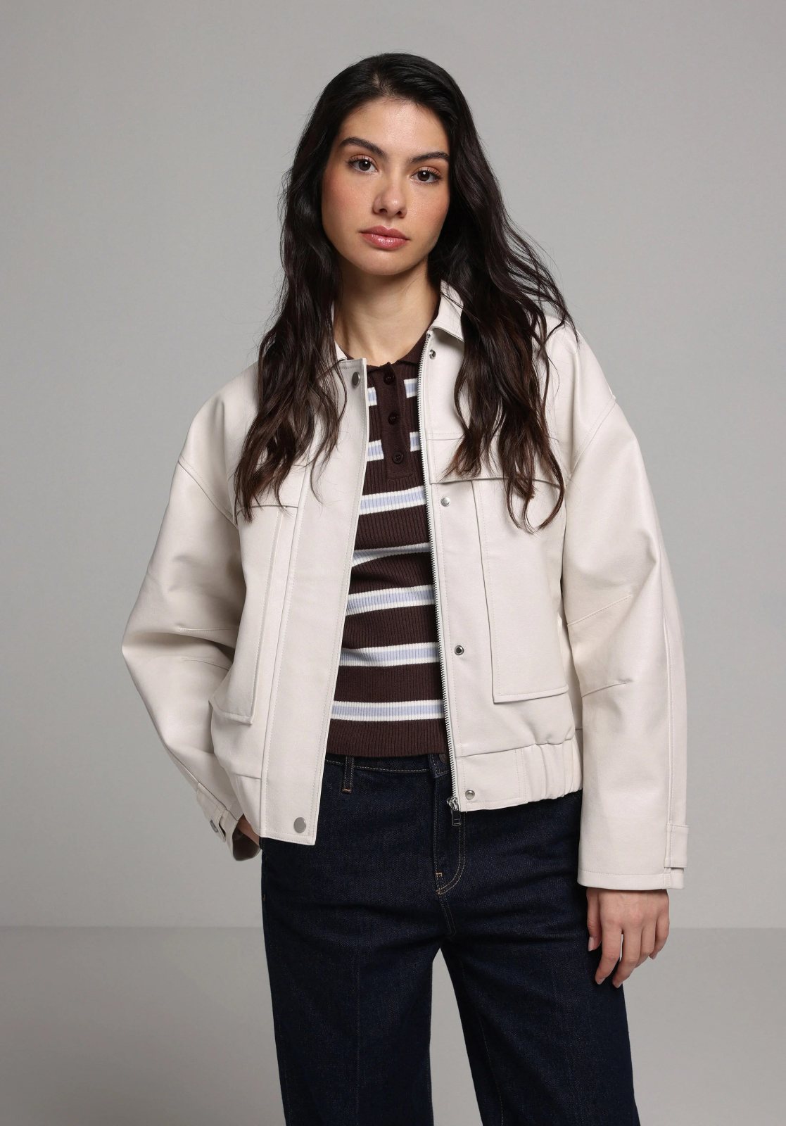 Dokuma Dış Kadın PU Mont Regular Fit