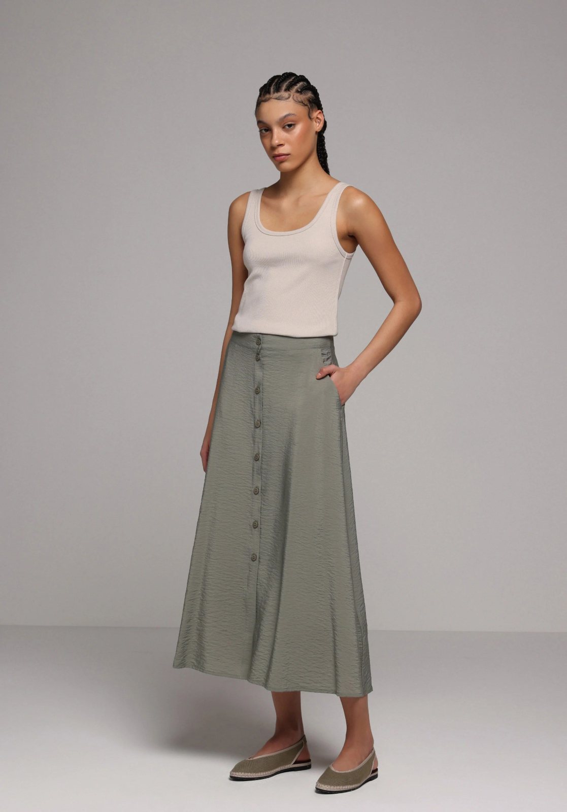 Dokuma Alt Kadın Etek Maxi Length
