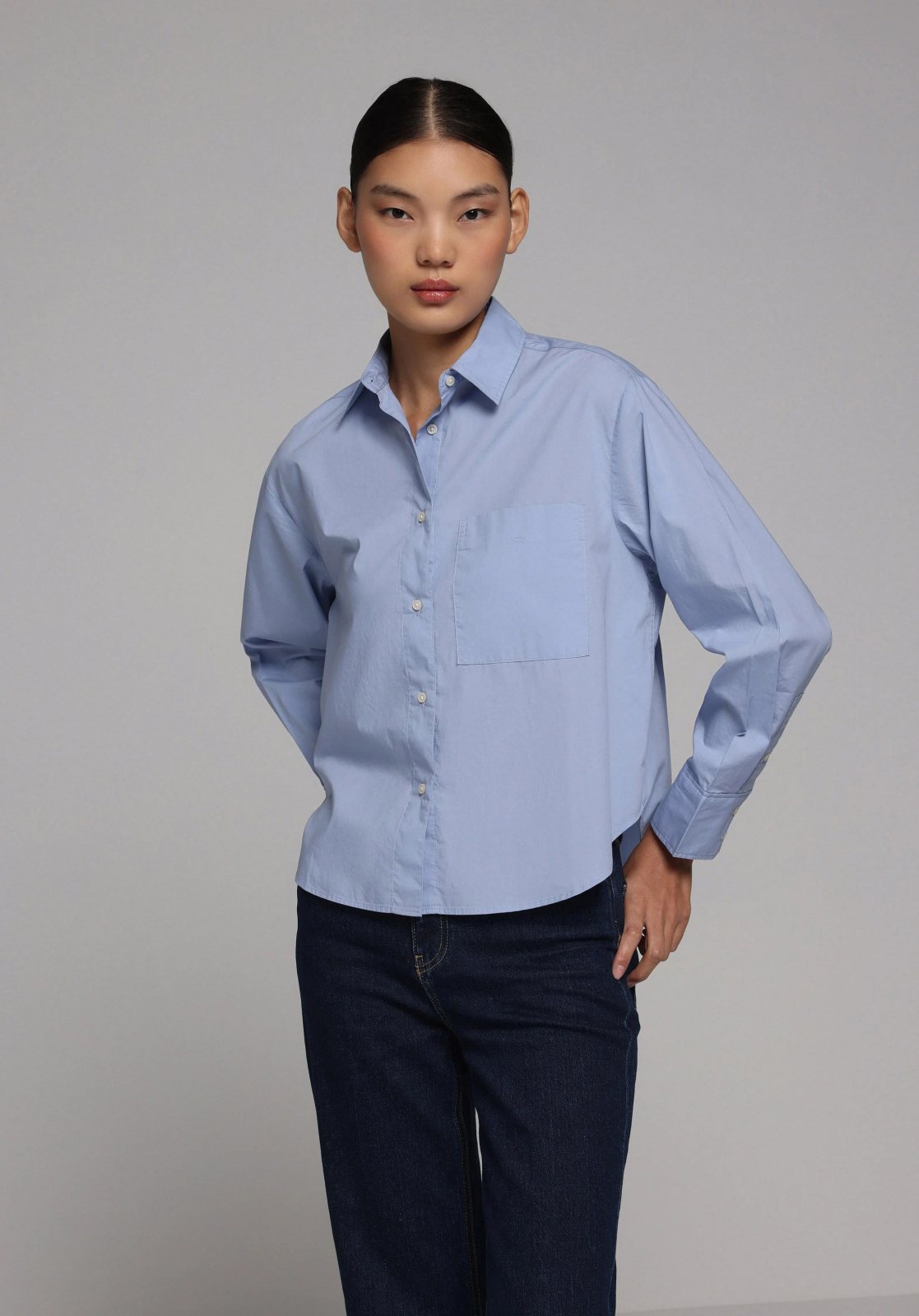 Dokuma Üst Kadın Uzun Kol Gömlek Fashion Fit