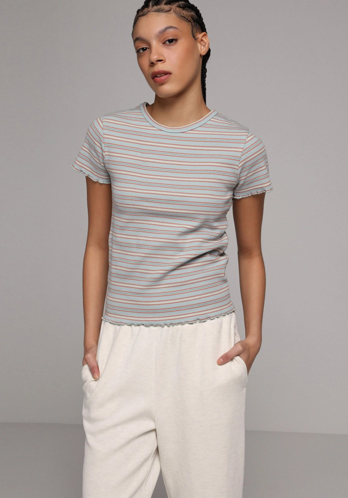 Örme Kadın Kısa Kol Bluz Slim Fit