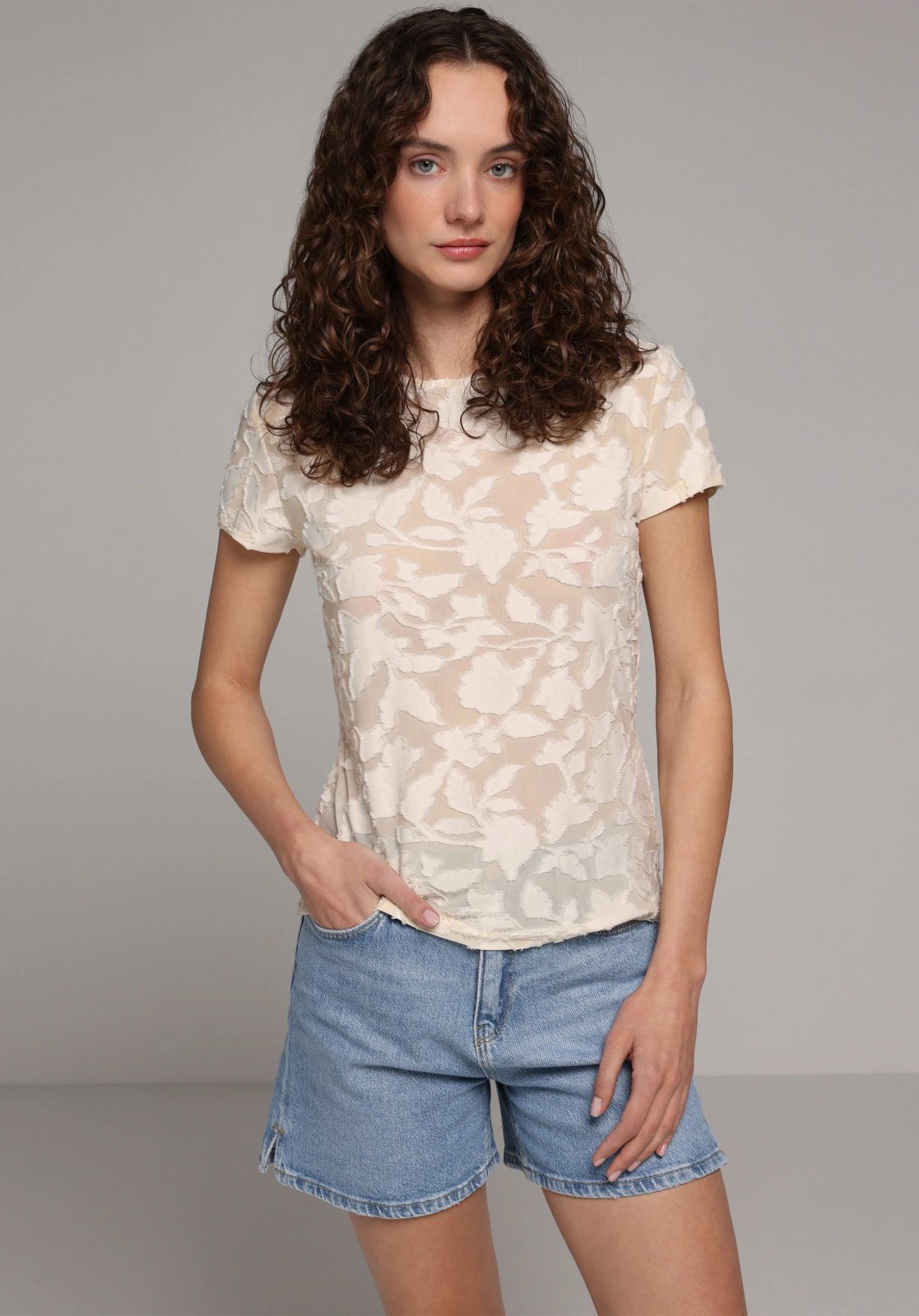 Örme Kadın Kısa Kol Bluz Slim Fit