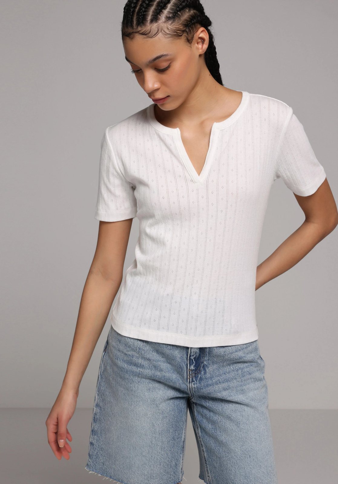 Örme Kadın Kısa Kol Bluz Slim Fit