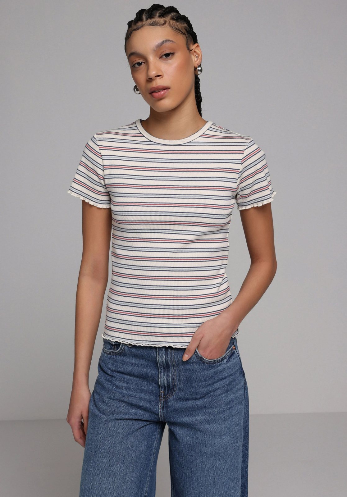 Örme Kadın Kısa Kol Bluz Slim Fit