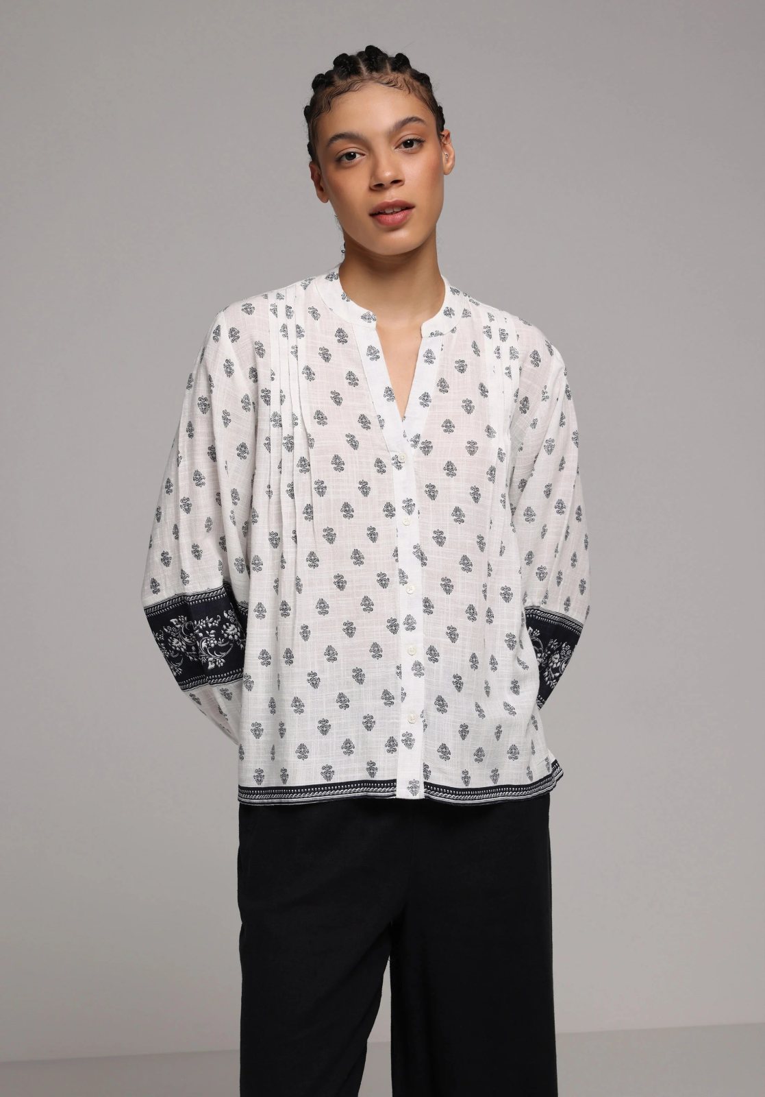 Dokuma Üst Kadın Uzun Kol Bluz Fashion Fit