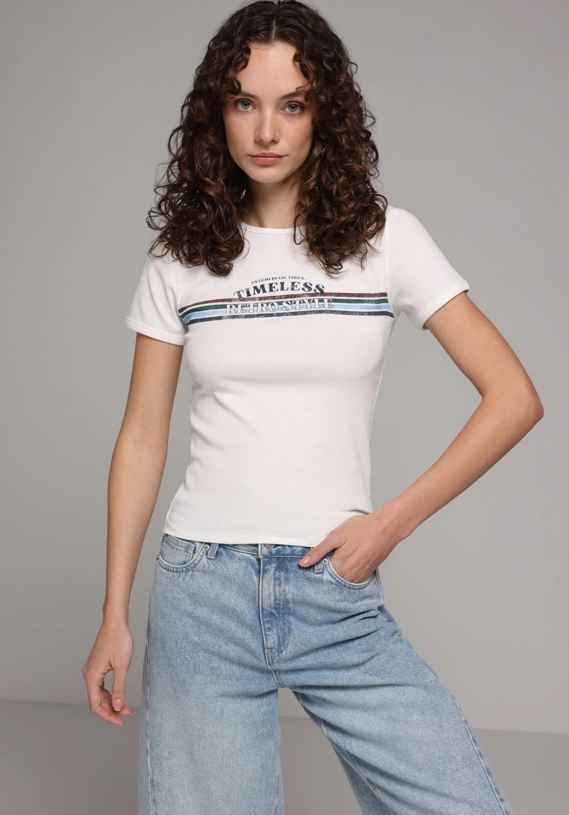 Örme Kadın Kısa Kol T-Shirt Slim Fit