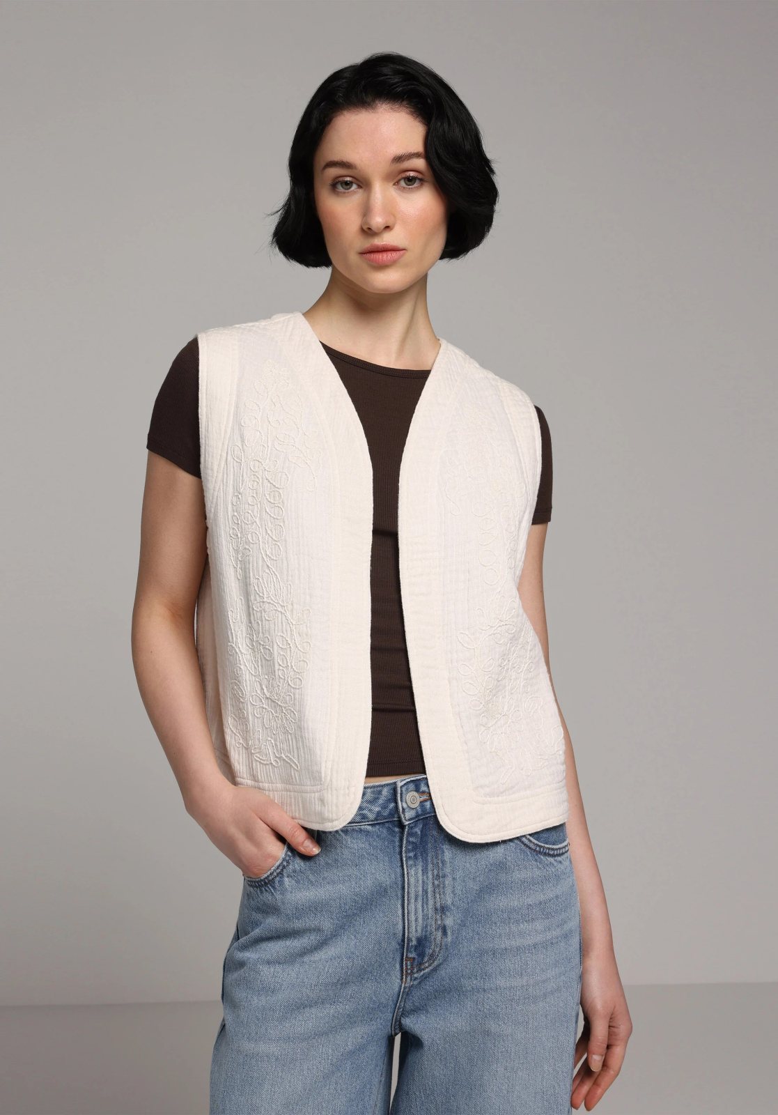 Dokuma Üst Kadın Yelek Fashion Fit