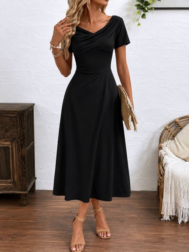 Girince 193077 Women’s Long Sandy Dress with Wide V Neck