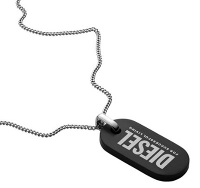 Diesel DJDX1349-040 Necklace, Black/Grey