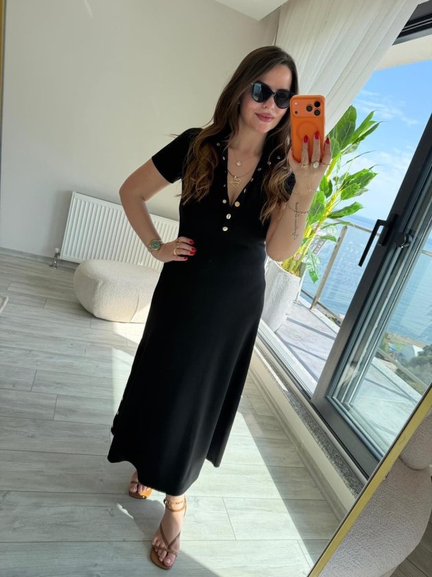 Girince 192974 Short-Sleeve Long Modal Dress