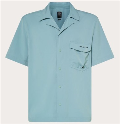 Oakley Cuban Collar SS Shirt FOA406864, синяя рубашка 7CC