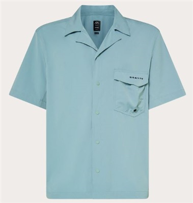 Oakley Cuban Collar SS Shirt FOA406864, синяя рубашка 7CC