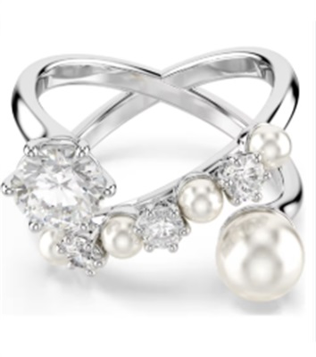 Swarovski Matrix Crystal Pearl cocktail ring, silver, SW5714375 5714378