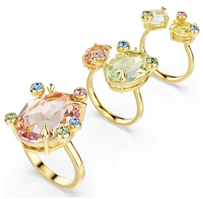 Swarovski Gema SW5705812 Gold-Tone Ring Set (3 Pieces)