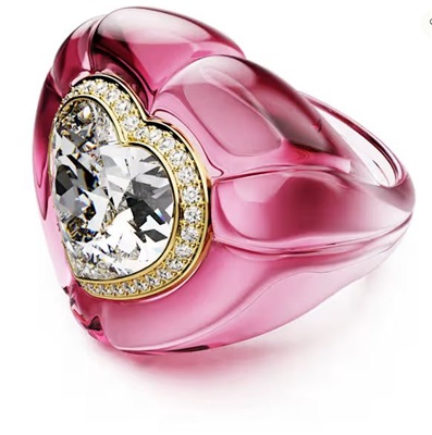 Swarovski Dulcis cocktail ring, Heart cut SW5709994 Yüzük Pembe 5709993