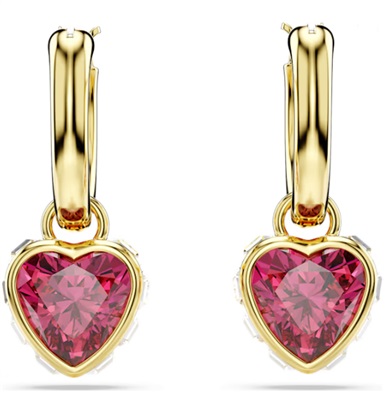 Swarovski Chroma drop earrings, Heart SW5684760 Küpe Altın