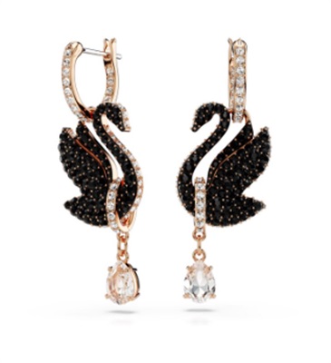 Серьги Swarovski Swan SW5678047, розовое золото и чёрный