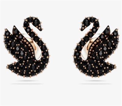Серьги Swarovski Swan SW5684608, розовое золото и чёрный