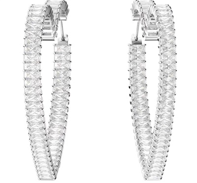 Swarovski Matrix hoop earrings, Heart SW5647591 Küpe Gümüş