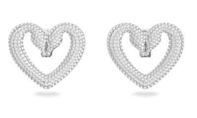 Swarovski Una Clip Earrings SW5626172, серебристые серьги-сердца