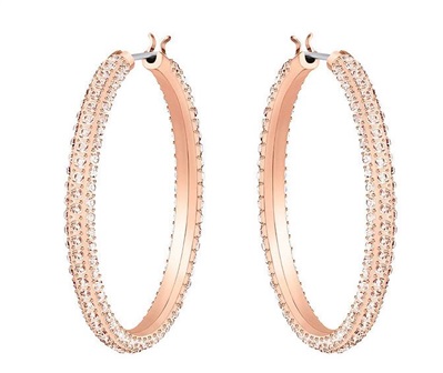 Swarovski Stone Pierced Earrings Hoop SW5383938 Rose Gold