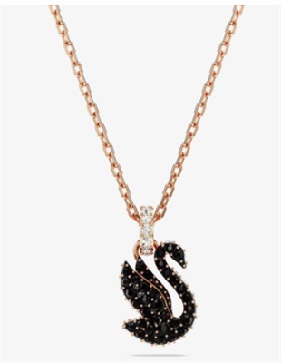 Swarovski Swan SW5678046, колье с лебедем, розовое золото/чёрный