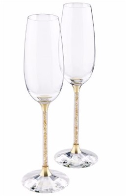 Swarovski Crystalline Toasting Flutes SW5102143, Gold, Set of 2