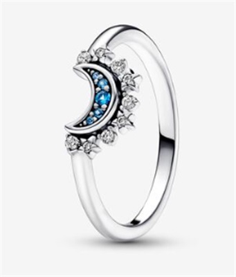 Pandora Göksel Mavi Işıltılı Ay Yüzük 192675C01 Gümüş