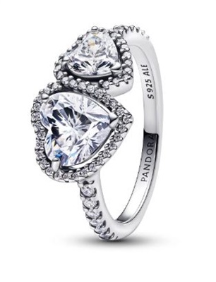 Pandora 193659C01 Sparkling Halo Hearts Ring, Silver