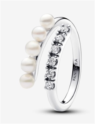Pandora 193145C01 — открытое кольцо с культивированным пресноводным жемчугом и паве