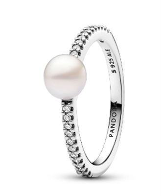 Кольцо Pandora 193158C01 с обработанной пресноводной культивированной жемчужиной, серебристое