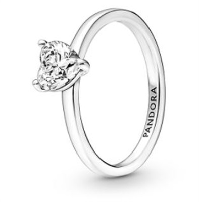 Pandora 191165C01 Silver Heart Solitaire Ring