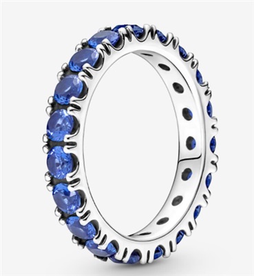 Pandora 190050C02, серебристо-синее кольцо